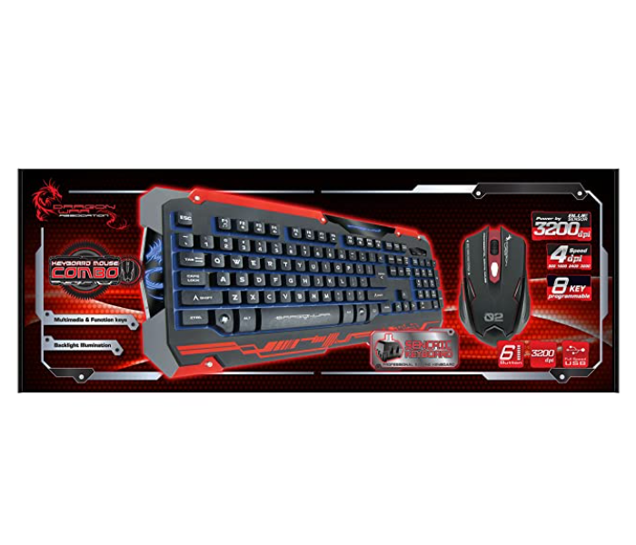 Dragon War GKM-001 Gaming Keyboard and Mouse Sencari Combo Set - Black - Zoom Image 2