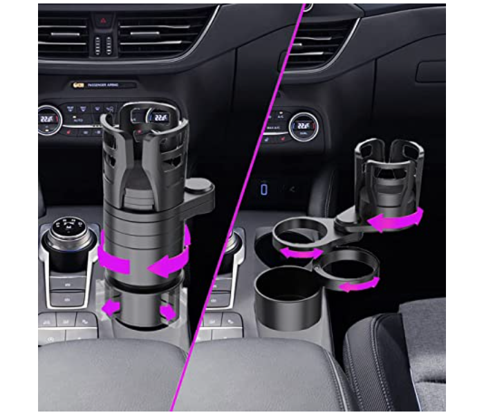 Generic 4 in 1 Multifunctional Adjustable Car Cup Holder for Car Expander New Upgrade Adjustable Base - Black - Zoom Image 3