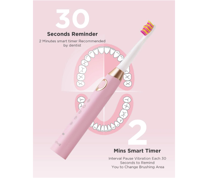 Fairywill FW508-P Rechargeable Sonic Electric Toothbrush with 8 Heads - Pink - Zoom Image 5