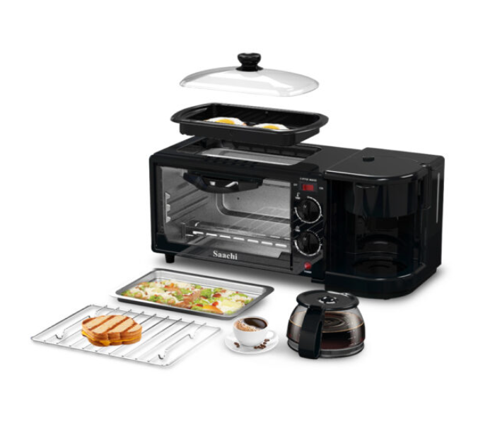 Saachi NL-BS-2951 1050 to 1250Watts 3 In 1 Breakfast Machine - Black - Zoom Image 1