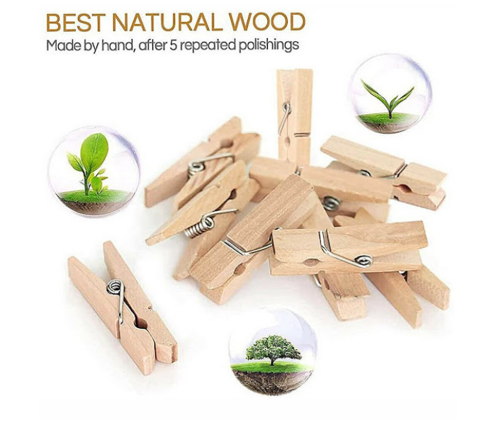 GTC Pack of 50 Pieces Wooden Small Clips For Clothes - Wood - Zoom Image 5