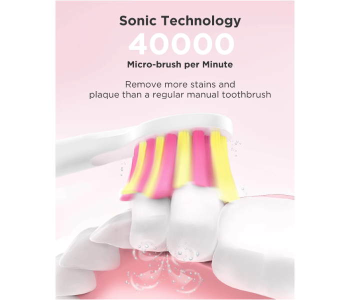 Fairywill FW508-P Rechargeable Sonic Electric Toothbrush with 8 Heads - Pink - Zoom Image 4