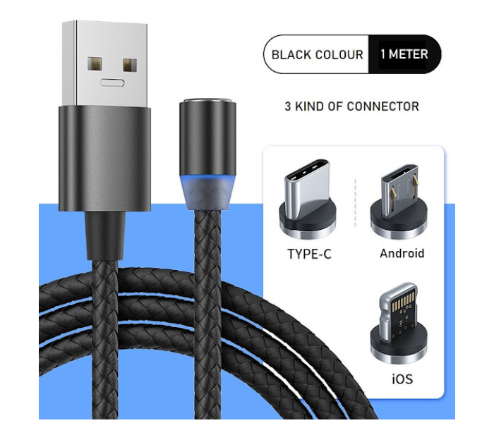 GTC Magnetic Charging Cable With LED Light - Black - Zoom Image 2