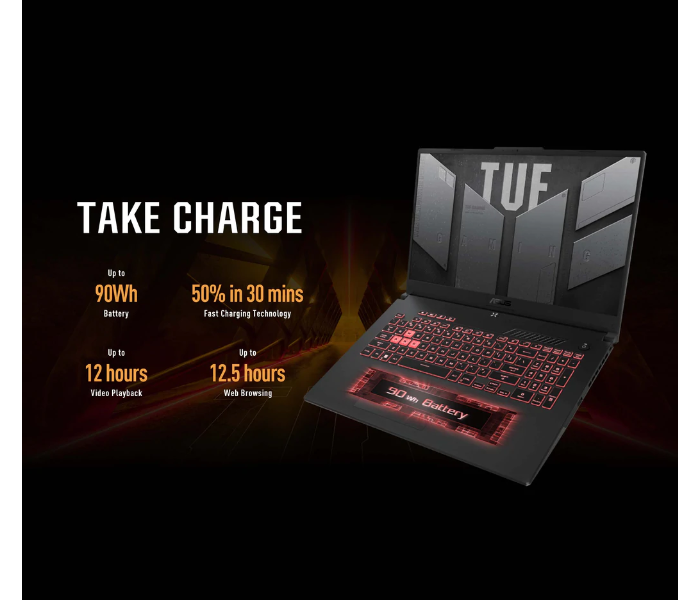 ASUS TUF GAMING   FA707RM-HX027W-GREY 17.3 Inch FHD AMD R7 6800H Processor 16GB RAM 1TB SSD 6GB NVIDIA GeForce RTX 3060 Graphics Windows 11 Home - Grey - Zoom Image 6