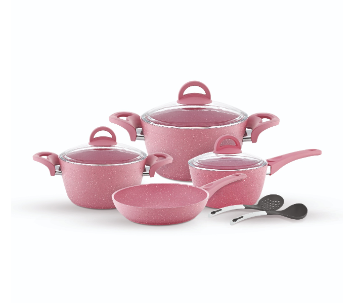 Gitco CW866 9 Piece Set Galaxy Premium Granite Cookware - Pink - Zoom Image