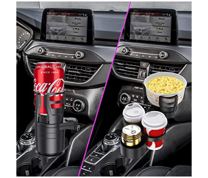 Generic 4 in 1 Multifunctional Adjustable Car Cup Holder for Car Expander New Upgrade Adjustable Base - Black - Zoom Image 1