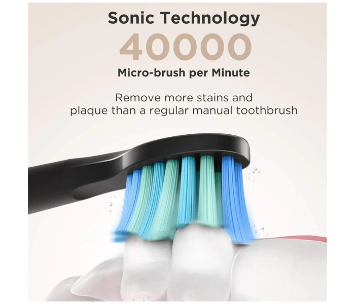 Fairywill FW508-B Rechargeable Sonic Electric Toothbrush with 8 Heads - Black - Zoom Image 2