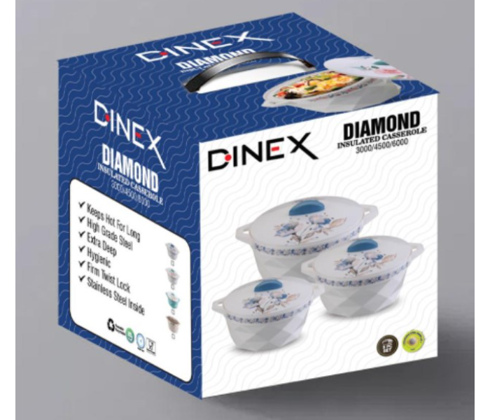 Dinex DN1000207 Diamond Casserole - Blue and White - Zoom Image