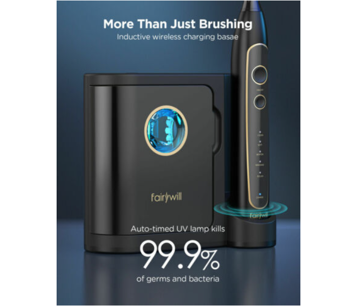 Fairywill FW2056 Electric Toothbrush UV Sanitizing Case Wireless Charging - Black - Zoom Image 2