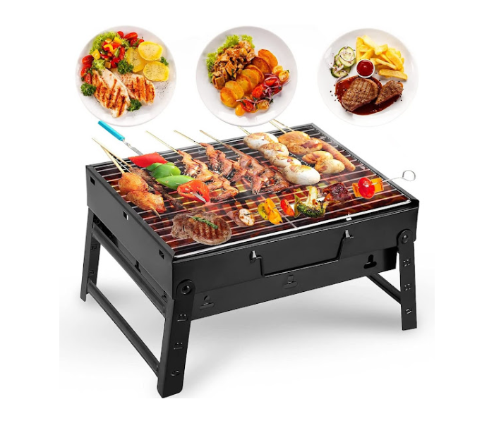 GTC Portable Stainless Steel Barbecue Charcoal Grill - Black - Zoom Image 1