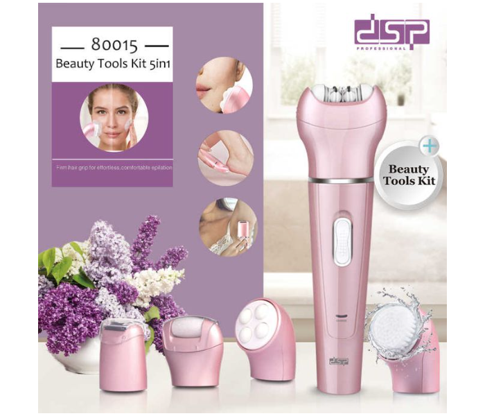 DSP 5 in1 Epilator Shaver Hair Removal And Calluses Foot Massager Facial Cleaner Massage Brush - Pink - Zoom Image 1