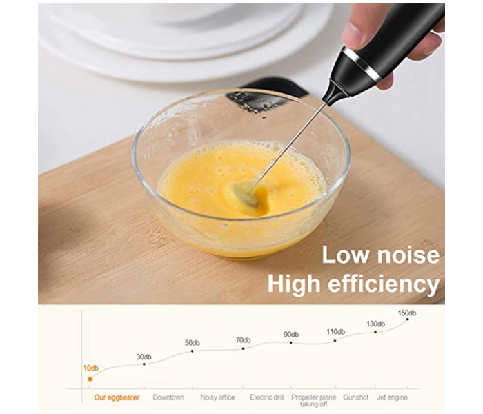 USB Rechargeable Milk Frother Handheld Foam Maker - Black - Zoom Image 5