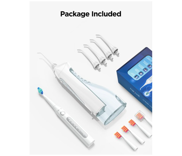 Fairywill FW5020E-W Water Flosser and Electric Toothbrush Combo with 4 Jet Tips and 4 Brush Heads - White - Zoom Image 5