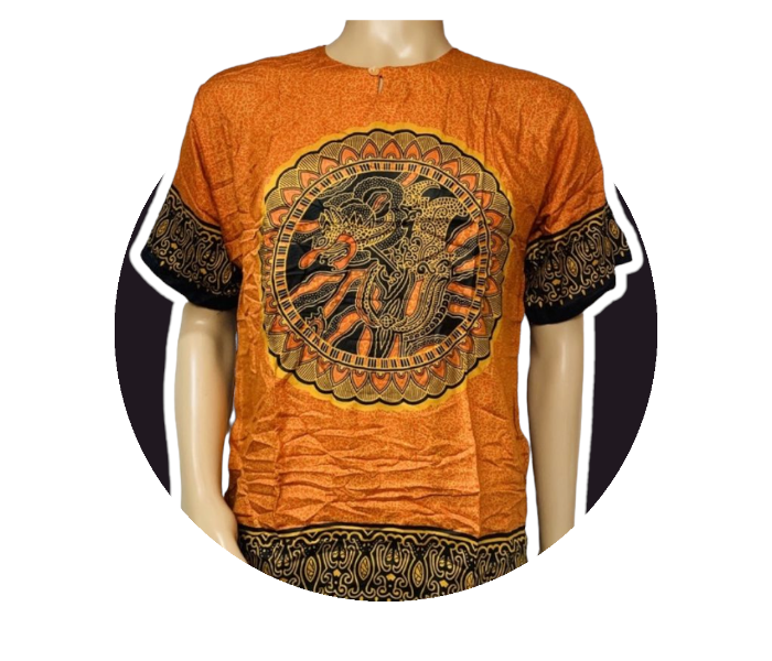 SARI Halumna Batik Indian Ethnic Tribal Bohemian Kukuh Boho Dashiki African Shirt One Size Fits Small To Large - Dragon Gold - Zoom Image 1