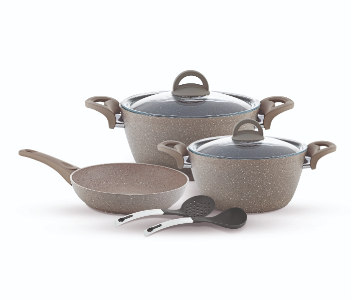 Gitco CW856 7 Piece Set Galaxy Granite Cookware - Grey - Zoom Image