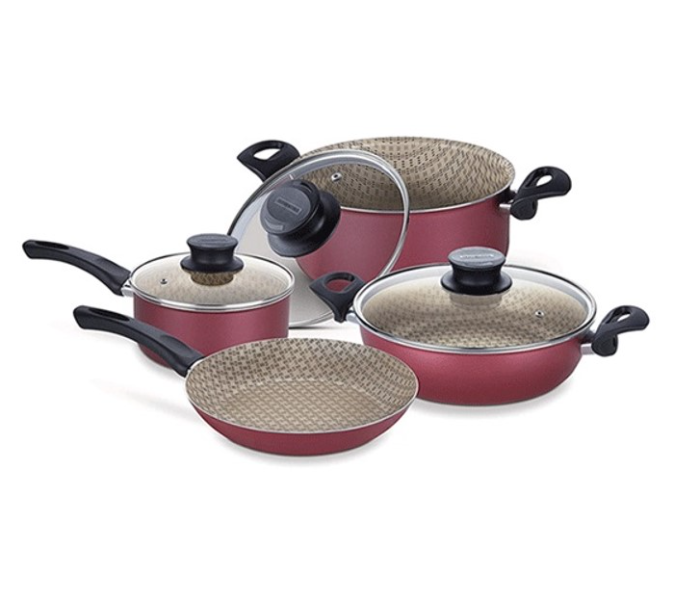 Tramontina 205997850 7 Pieces Cookware Set - Black and Maroon - Zoom Image