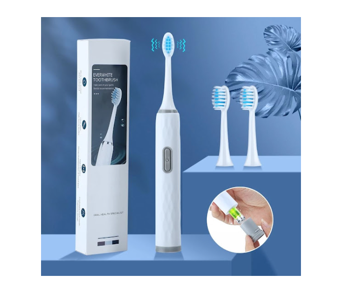 GTC Sonic Electric Toothbrush With 2 Replacement Toothbrush Heads - White - Zoom Image 2