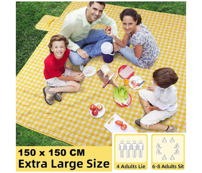 GTC Portable Folding Waterproof Picnic Mat - Yellow And White - Zoom Image 1