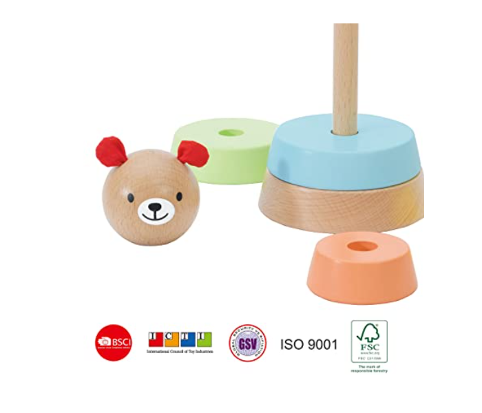 Classic World 20100 Wooden Adorable Bear Tower Toy for Kids - Zoom Image 2