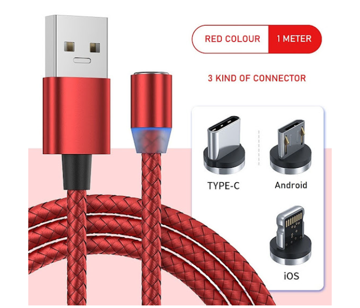 GTC Magnetic Charging Cable With LED Light - Red - Zoom Image