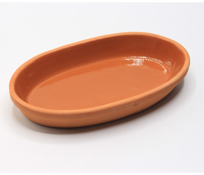 Gitco GCP486 23x12x3.5 cm Glazed Oval Clay Serving Pot - Brick Red - Zoom Image