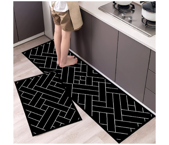 GTC 2 Piece Set Kitchen Mat Cushioned Anti-Fatigue Non Slip Mats and Rugs - Black - Zoom Image 5