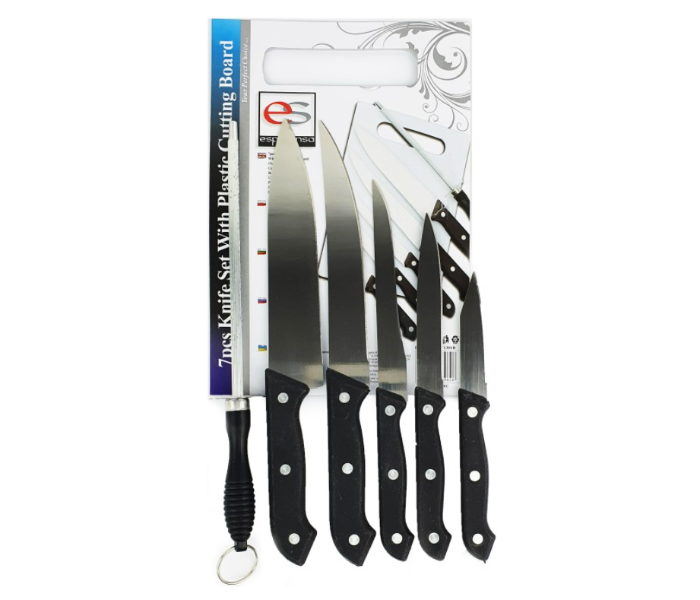 WT FT1404 7 Pieces Knife Set With Chop Board - Black - Zoom Image