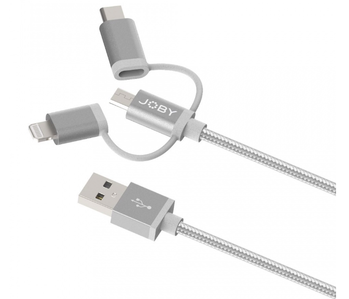 Joby JB01818-BWW 1.2m Charge and Sync Cable 3-in-1 - Space Grey - Zoom Image 2