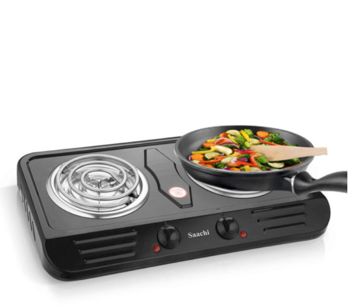 Saachi HP6217C 2000 Watts Double Burner Hotplate - Black and Silver - Zoom Image 2