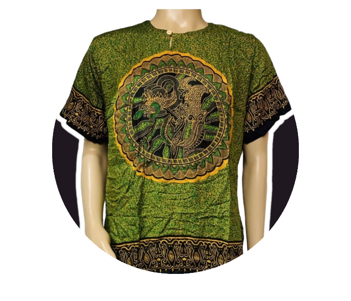 SARI Halumna Batik Indian Ethnic Tribal Bohemian Kukuh Boho Dashiki African Shirt One Size Fits Small To Large - Dragon Green - Zoom Image 1