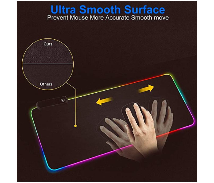 GMS-WT-5 RGB Colorful LED Light Soft Large Gaming Mouse Pad - Black - Zoom Image 5