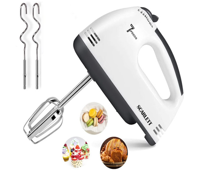 GTC Electric 7 Speed Hand Mixer with 4 Pieces Stainless Food Blender - White - Zoom Image 1