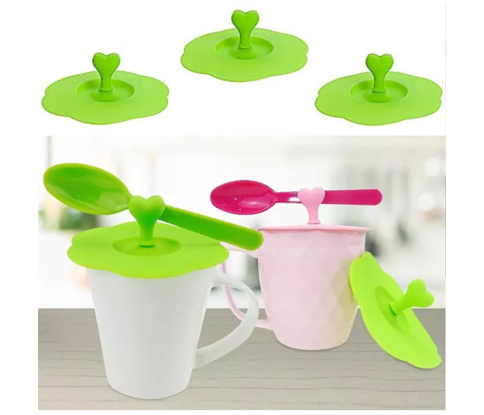 GTC 6 PCS Silicone Cup Lid with Spoon Holder - Green - Zoom Image 4