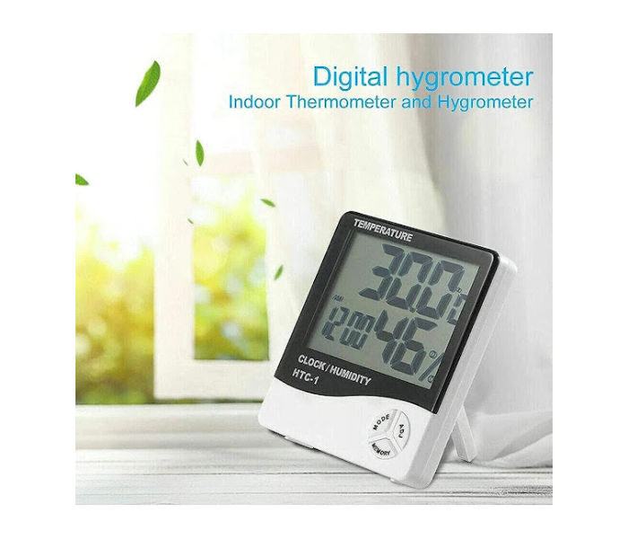 GTC Digital Thermometer Hygrometer Clock - White - Zoom Image 3