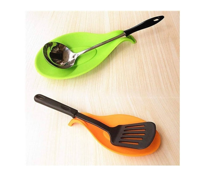 GTC 2 PCS Silicone Spoon Rest Heat Resistant for Kitchen Counter Stove Top - Orange and Green - Zoom Image 3