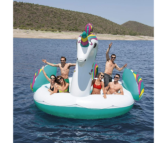 Bestway 43228 Inflatable Giant Unicorn Swimming Island - Blue and White - Zoom Image 8