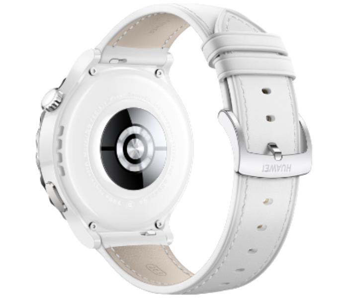 Huawei Watch GT 3 Pro 42mm White Ceramic Case with Silver Bezel and White Leather Strap - Zoom Image 4