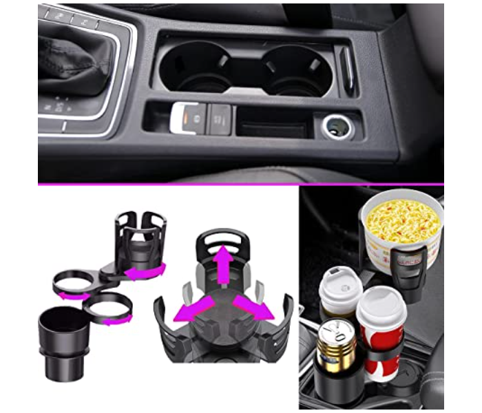 Generic 4 in 1 Multifunctional Adjustable Car Cup Holder for Car Expander New Upgrade Adjustable Base - Black - Zoom Image 5