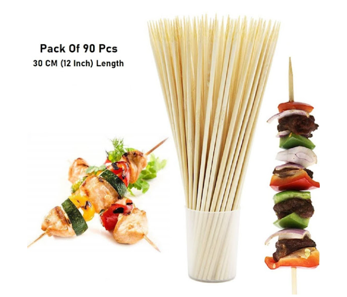 GTC Natural Bamboo Skewers Sticks For BBQ - Wood (Pack Of 90 Sticks) - Zoom Image 5