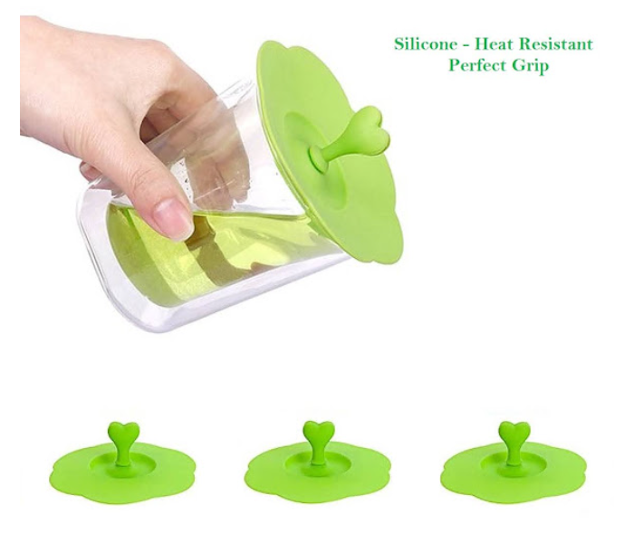 GTC 6 PCS Silicone Cup Lid with Spoon Holder - Green - Zoom Image 1