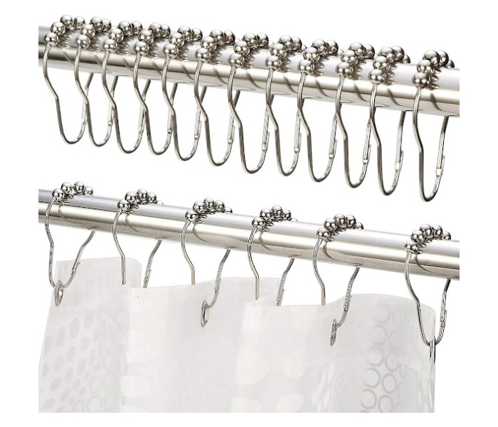 GTC 12 Pieces Stainless Steel Shower Curtain Hooks Rings - Silver - Zoom Image 3