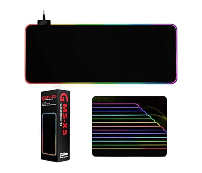 GMS-WT-5 RGB Colorful LED Light Soft Large Gaming Mouse Pad - Black - Zoom Image 1