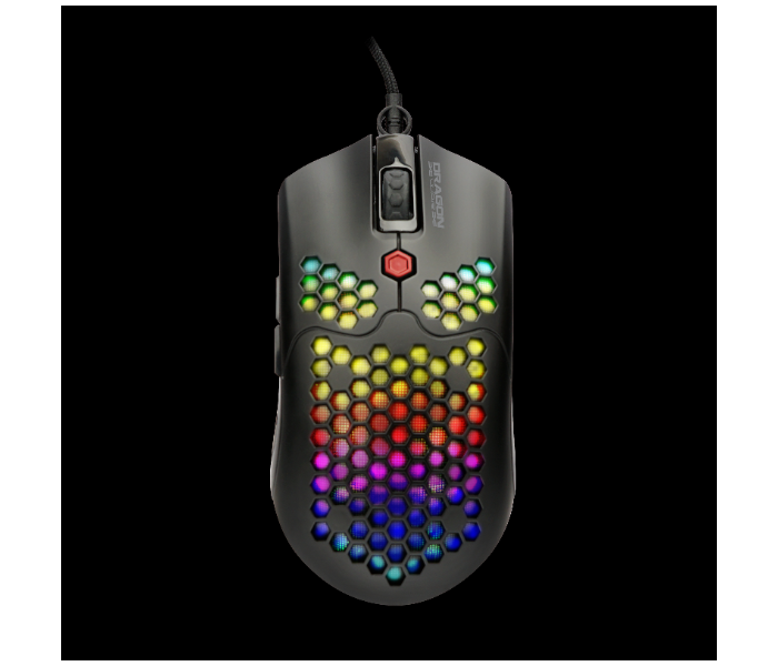 Dragon War ELE-G25-BK Ultra-Light Honeycomb RGB Gaming Mouse 12000 DPI - Black - Zoom Image 4