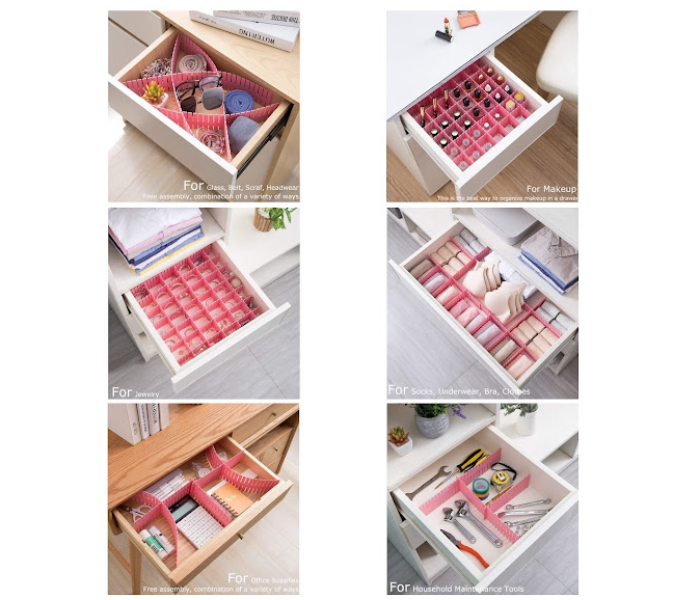 GTC 4 Pieces Adjustable Drawer Divider  - Pink - Zoom Image 1