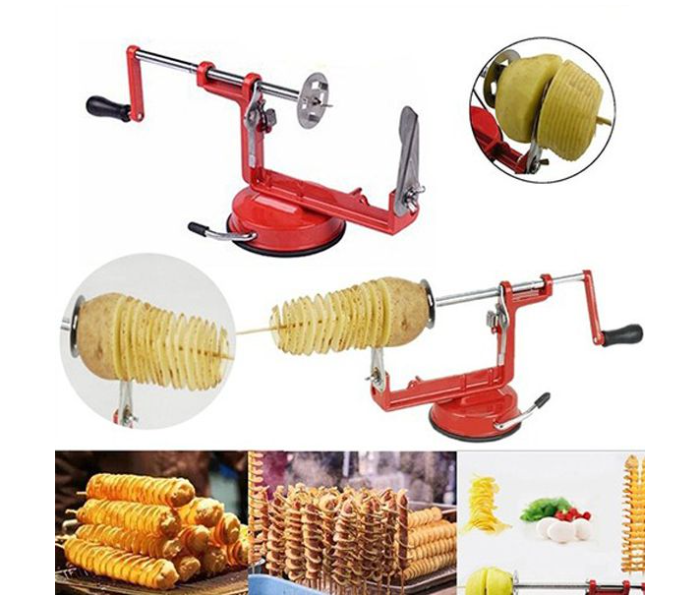 Stainless Steel Potato Vegetable Spiral Slicer - Red - Zoom Image 3