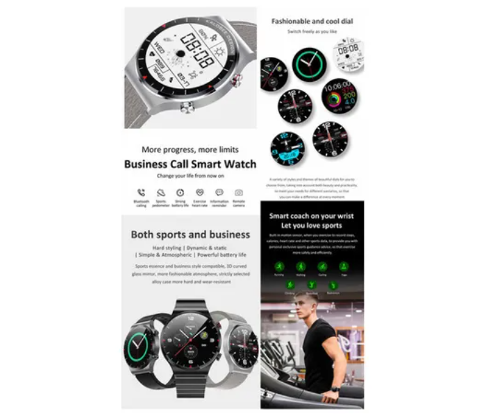 MKZ SK8 Plus Smart Watch with Bluetooth and Silicone Strap - Black - Zoom Image 4