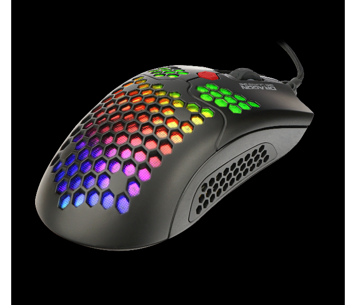 Dragon War ELE-G25-BK Ultra-Light Honeycomb RGB Gaming Mouse 12000 DPI - Black - Zoom Image 2