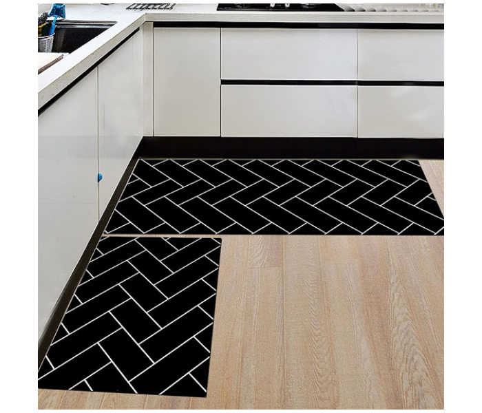 GTC 2 Piece Set Kitchen Mat Cushioned Anti-Fatigue Non Slip Mats and Rugs - Black - Zoom Image 4