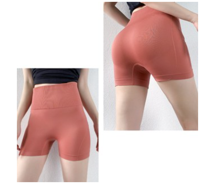 Womens Medium or Large Seamless High Waist Yoga Gym Sports Fitness Safety Pants - Brick Red - Zoom Image 3