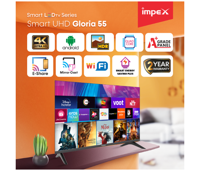 Impex GLORIA 55 Inch UHD Smart TV - Black - Zoom Image 2